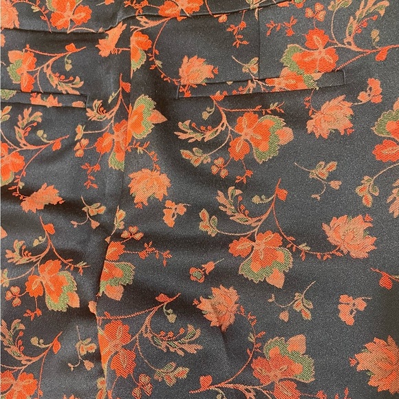 Loft Marisa Black & Orange Floral Pattern Ankle Pants Size 6 Office Business - Picture 9 of 9